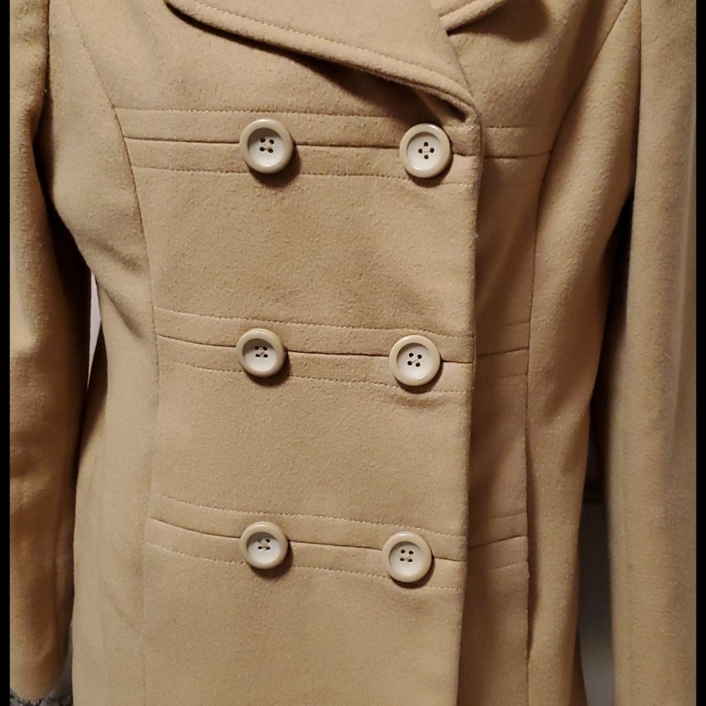Wool Camel Pea Coat - Picture 3 of 13